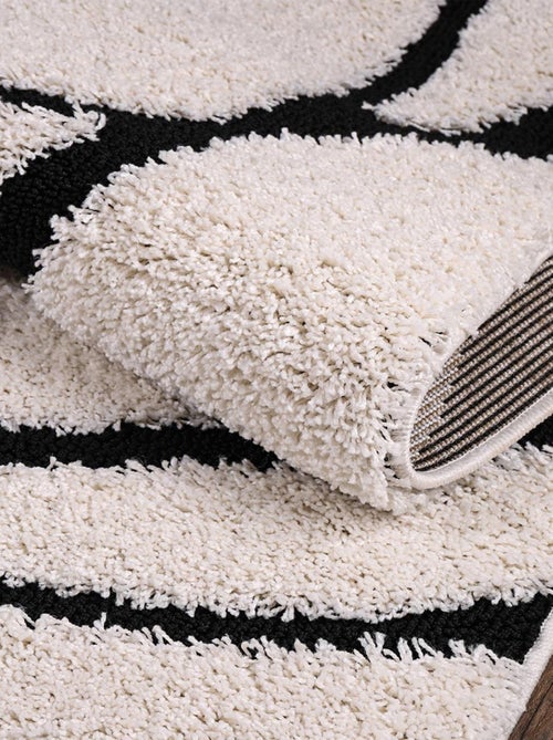 Tapis rond shaggy tissé motif géométrique POUDA - Kiabi