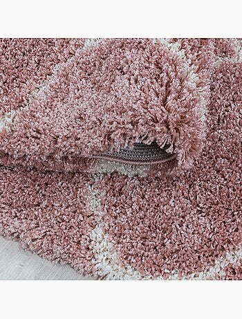 Tapis rond shaggy tissé motif scandinave SCANDINAV A