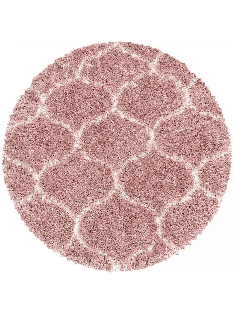 Tapis rond shaggy tissé motif scandinave SCANDINAV A Rose - Kiabi