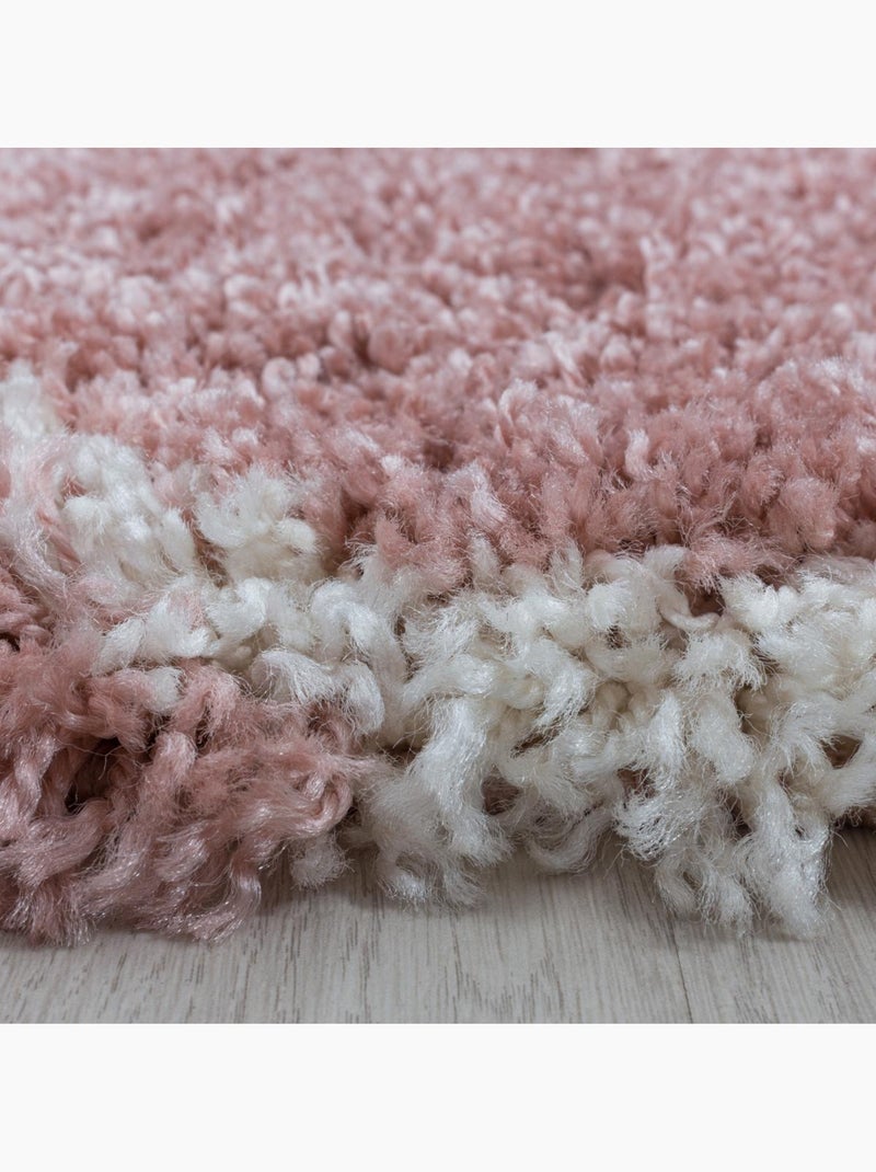 Tapis rond shaggy tissé motif scandinave SCANDINAV A Rose - Kiabi