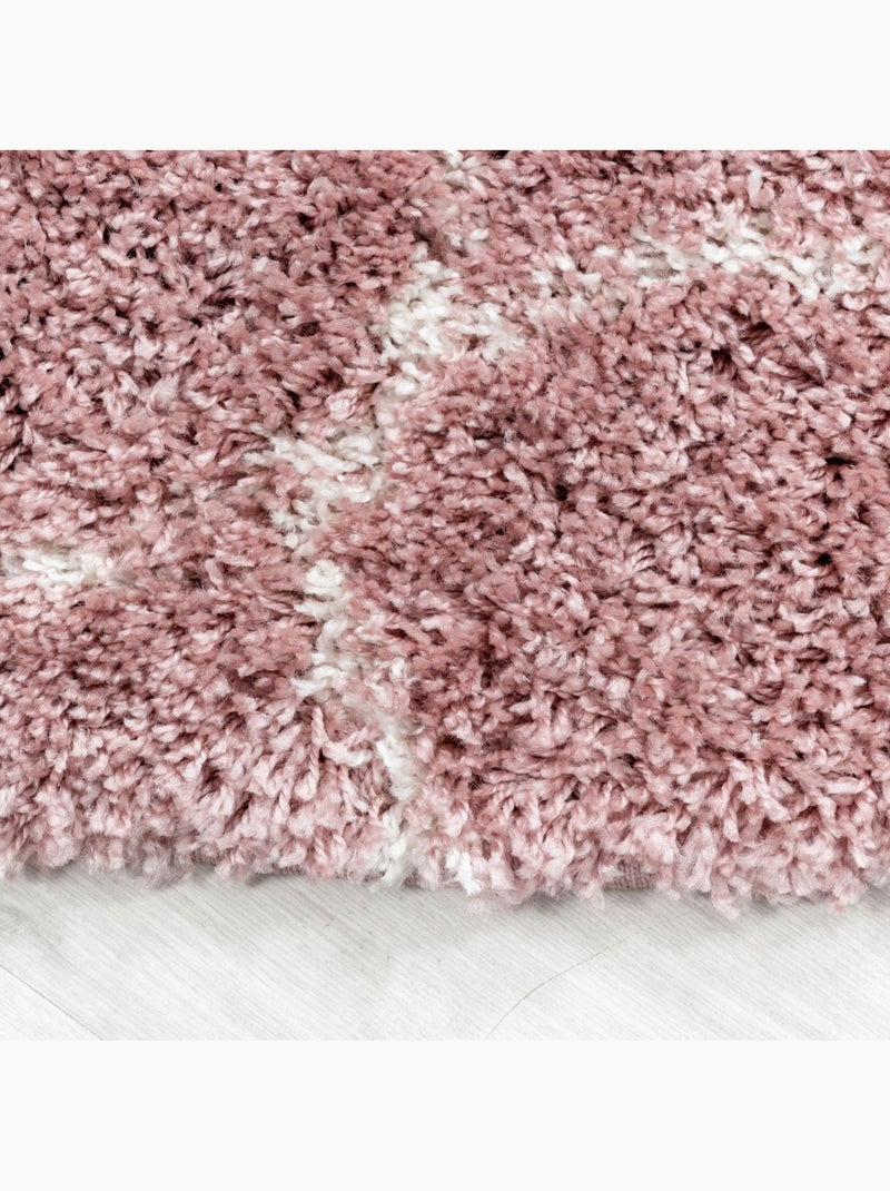Tapis rond shaggy tissé motif scandinave SCANDINAV A Rose - Kiabi