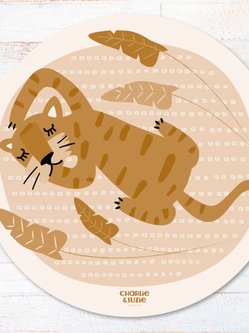 Tapis rond Tigre Dormeur Multicolore - Kiabi