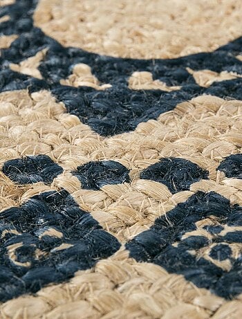Tapis rond tissé en jute motif ethnique BLARON