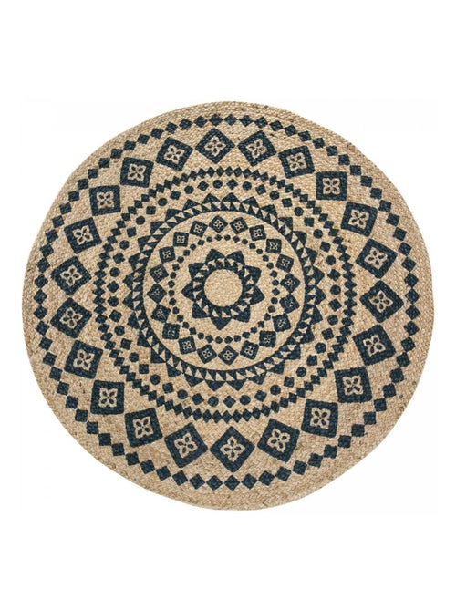 Tapis rond tissé en jute motif ethnique BLARON - Kiabi