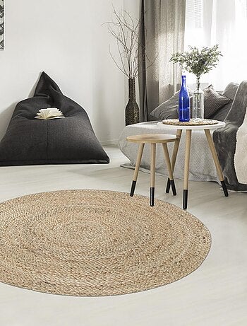 Tapis rond tissé en jute motif uni JUTERON