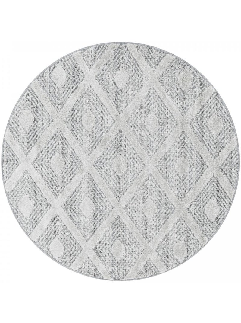 Tapis rond tissé motif scandinave pistioum Gris - Kiabi
