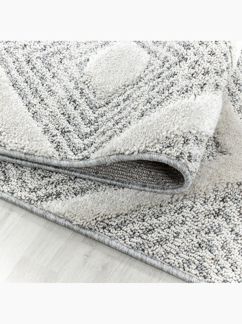 Tapis rond tissé motif scandinave pistioum Gris - Kiabi