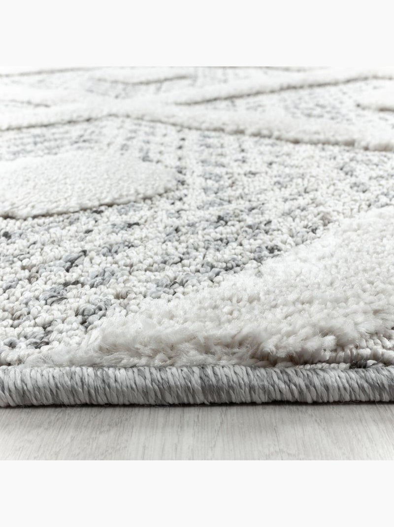 Tapis rond tissé motif scandinave pistioum Gris - Kiabi