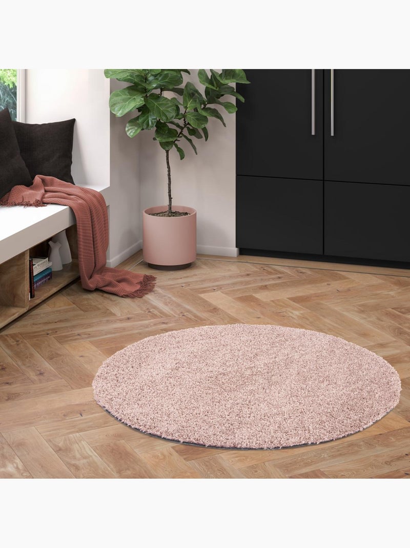 Tapis rond tissé motif uni ALEGRIA Rose - Kiabi