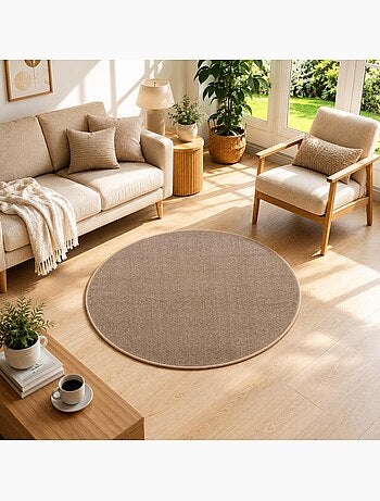 Tapis rond tissé motif uni NOSSA