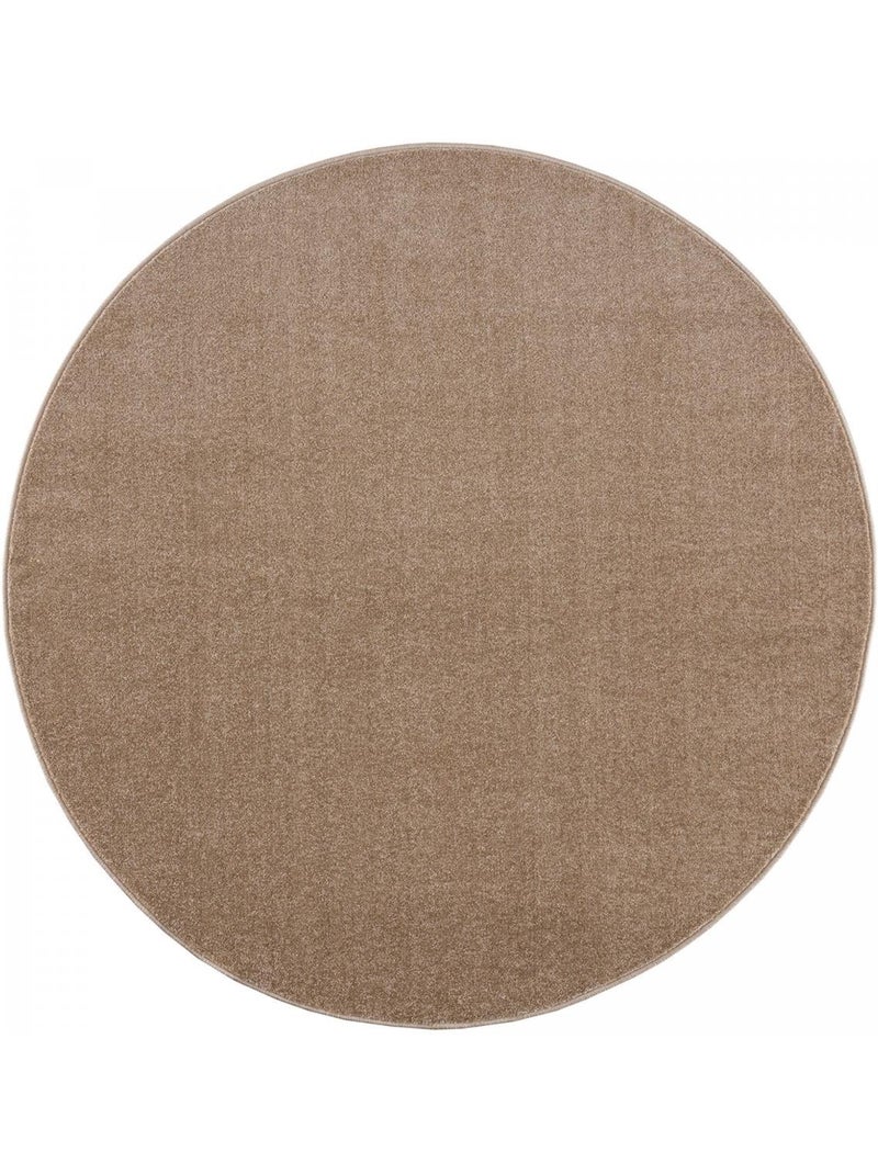 Tapis rond tissé motif uni NOSSA Beige - Kiabi