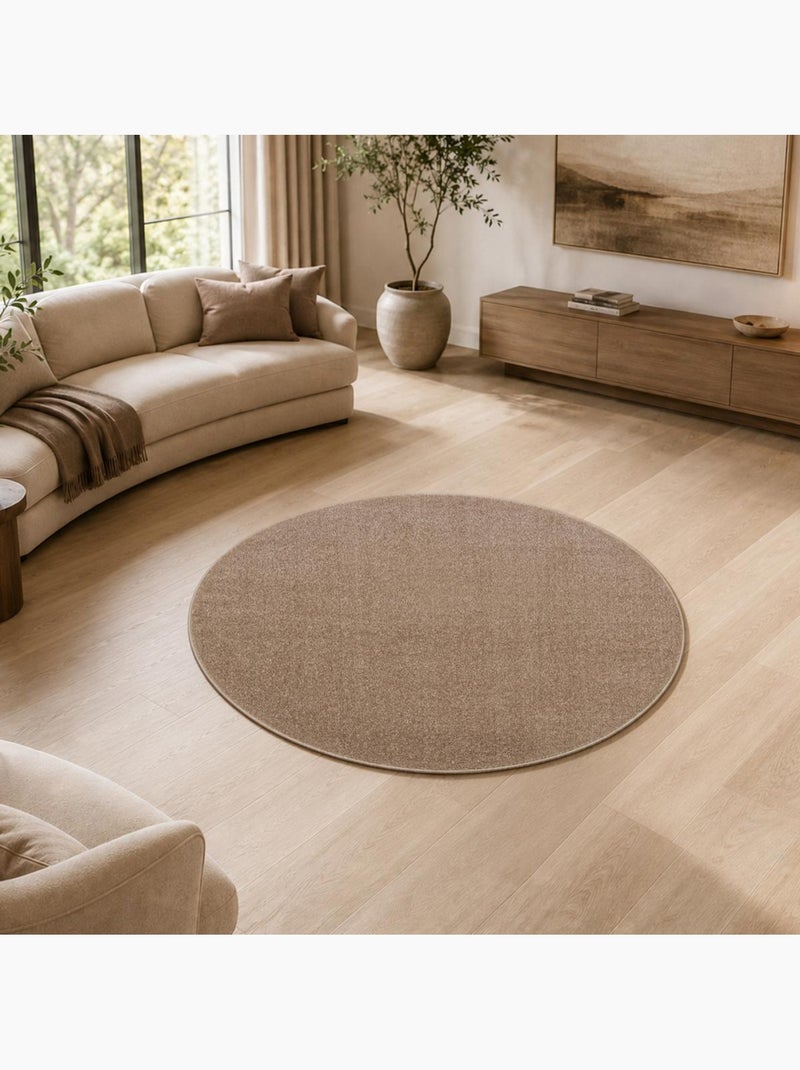 Tapis rond tissé motif uni NOSSA Beige - Kiabi