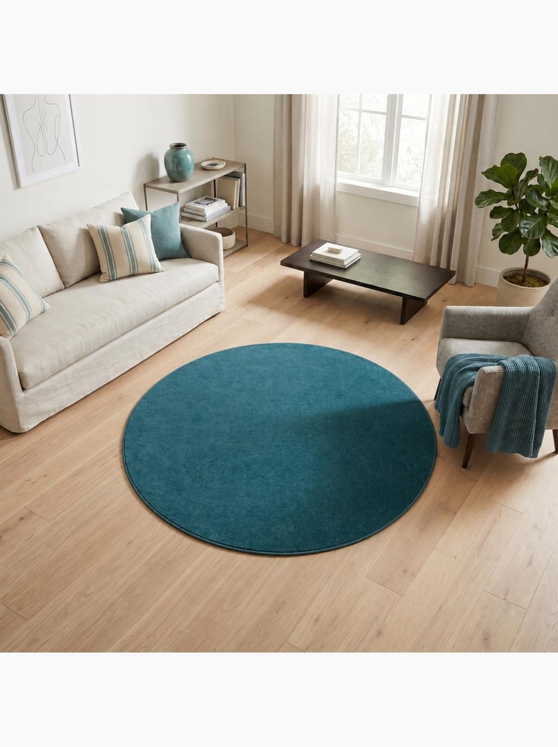 Tapis rond tissé motif uni NOSSA Bleu - Kiabi