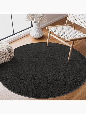 Tapis rond tissé motif uni NOSSA
