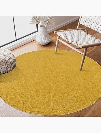 Tapis rond tissé motif uni NOSSA
