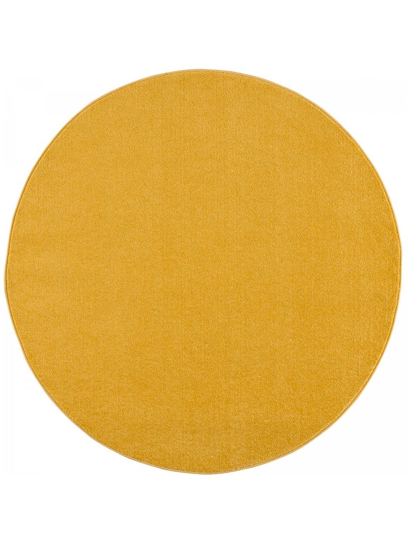 Tapis rond tissé motif uni NOSSA Jaune - Kiabi