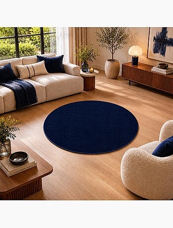 Tapis rond tissé motif uni NOSSA