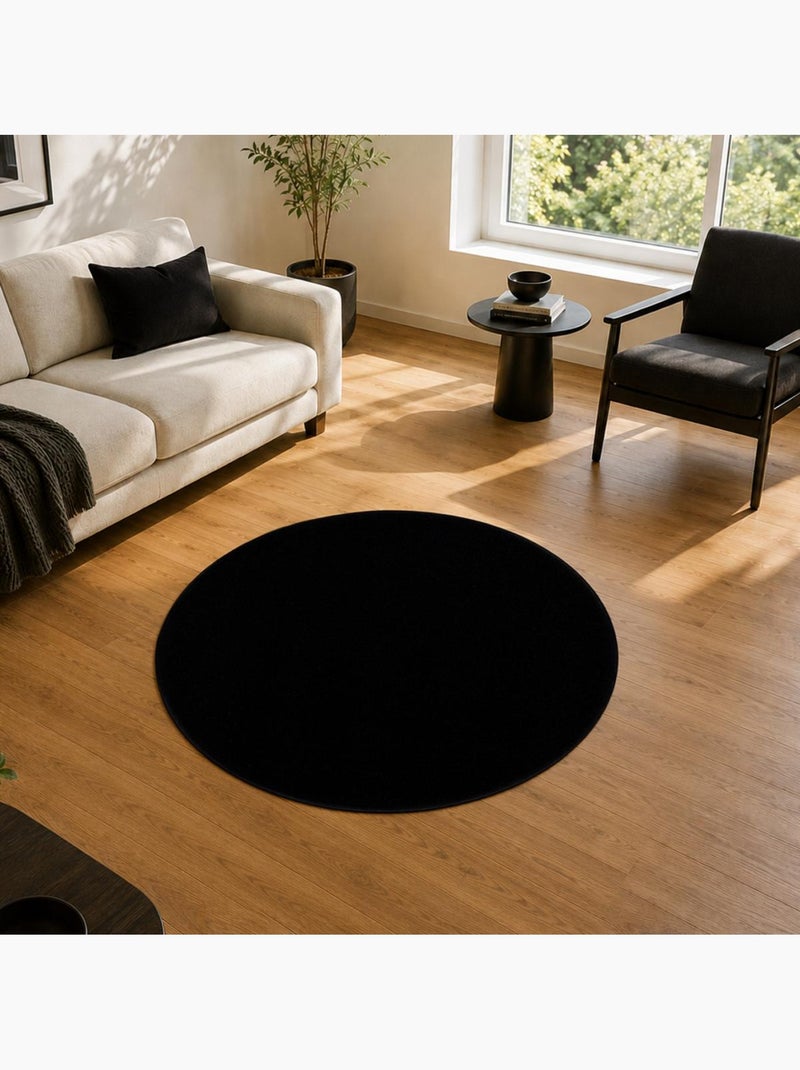 Tapis rond tissé motif uni NOSSA Noir - Kiabi