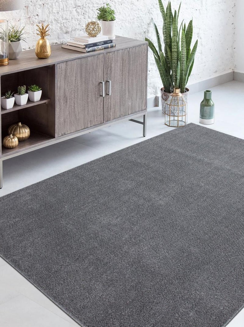 Tapis rond tissé motif uni SOULA Argent - Kiabi