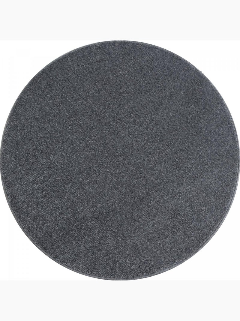 Tapis rond tissé motif uni SOULA Argent - Kiabi
