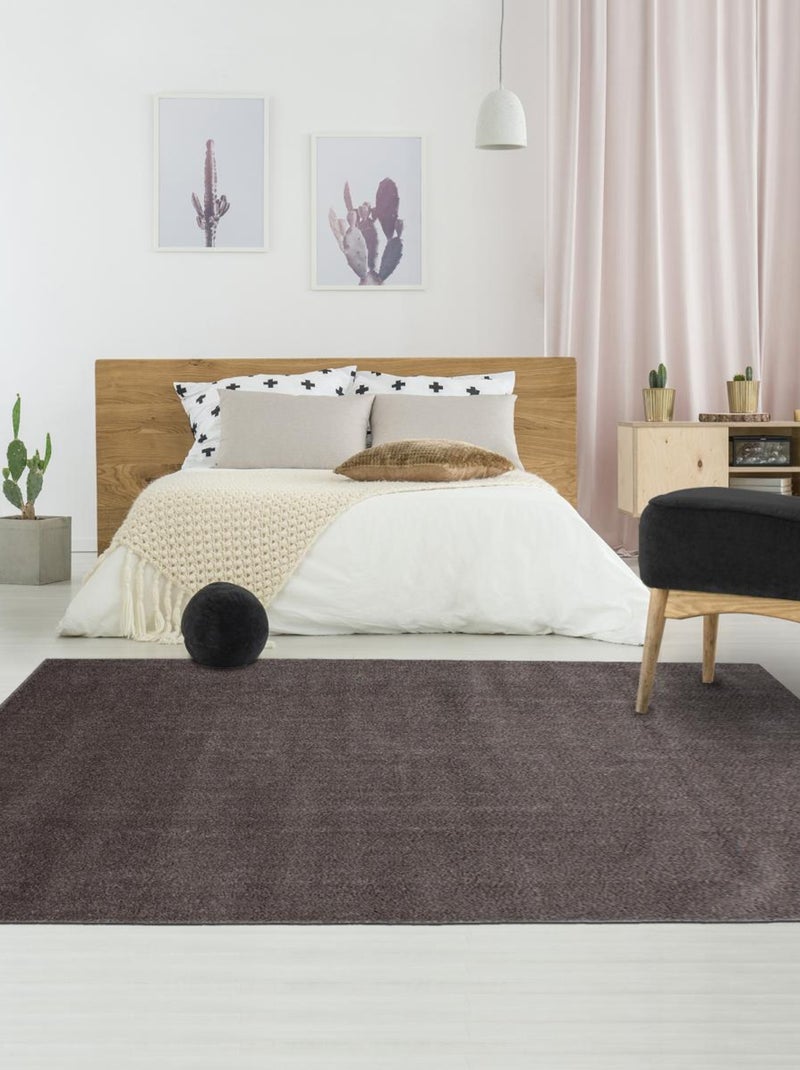 Tapis rond tissé motif uni SOULA Marron - Kiabi