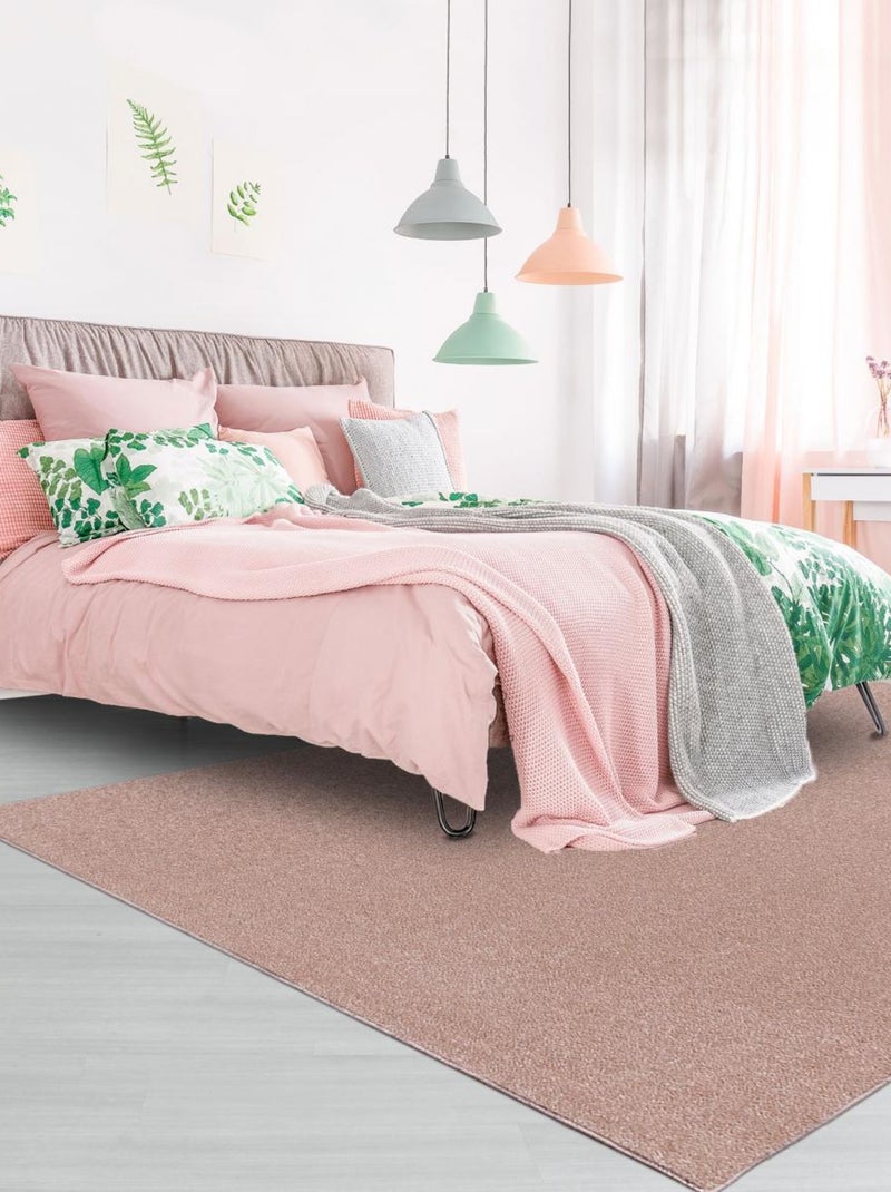 Tapis rond tissé motif uni SOULA Rose - Kiabi