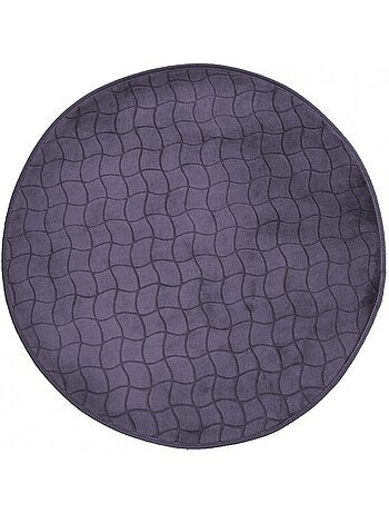 Tapis rond velours tomette anthracite 90 cm
