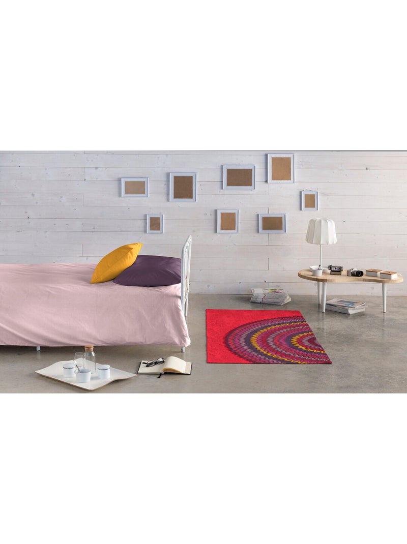 Tapis rouge design pour chambre en coton Mandala Rouge - Kiabi