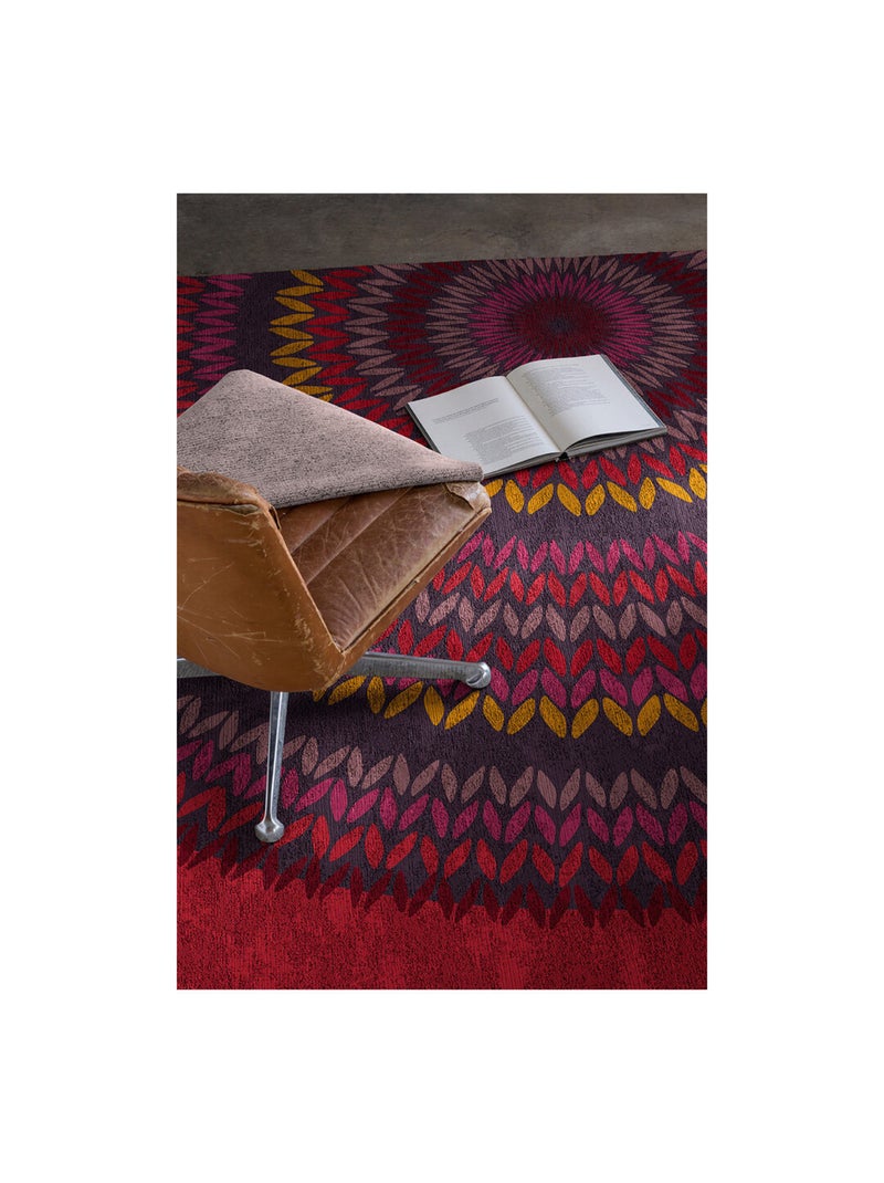 Tapis rouge design pour chambre en coton Mandala Rouge - Kiabi