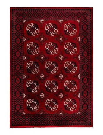 Tapis rouge style oriental poils ras Tosca