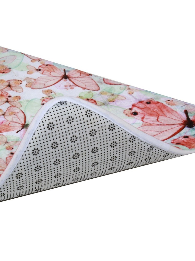 Tapis Salle De Bain Motif Papillons Rouge - Kiabi