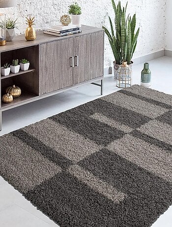 Tapis salon 140x200 SHAGGY GA Marron OEKO TEX idéal pour Chambre - Kiabi
