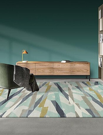 Tapis salon 170x240 DEFFINITY bleu tapis tufté main en pure laine vierge de la collection Harlequin - Kiabi