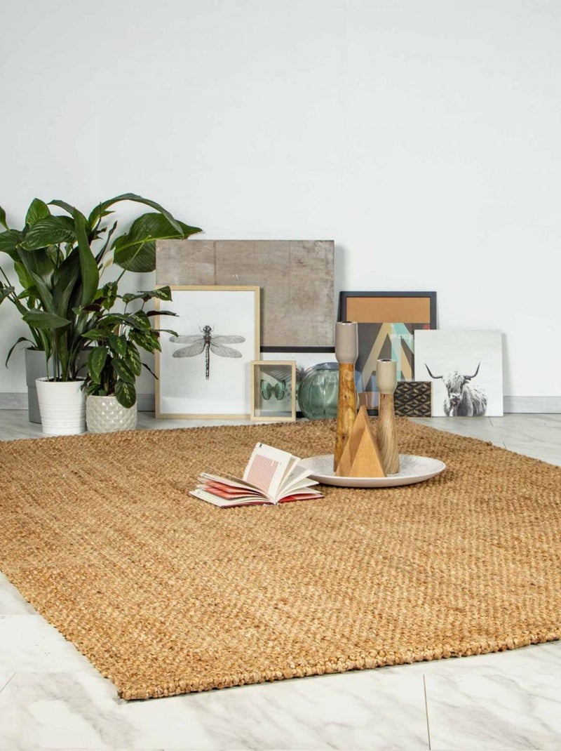 Tapis salon 200x290, fait main en jute Marron - Kiabi