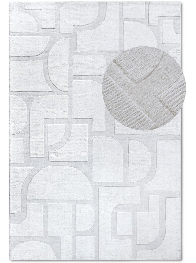 Tapis salon alexis, motif géométrique Ecru - Kiabi