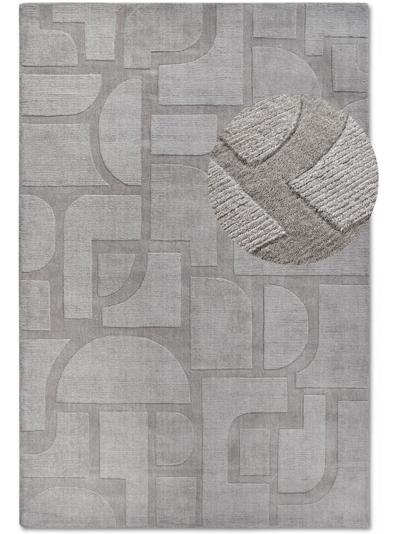 Tapis salon alexis, motif géométrique Gris - Kiabi