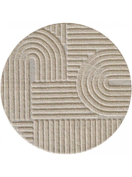 Tapis salon au motif géométrique en relief, forme ronde, noor - Kiabi Tapis salon au motif géométrique en relief, forme ronde, noor - Kiabi