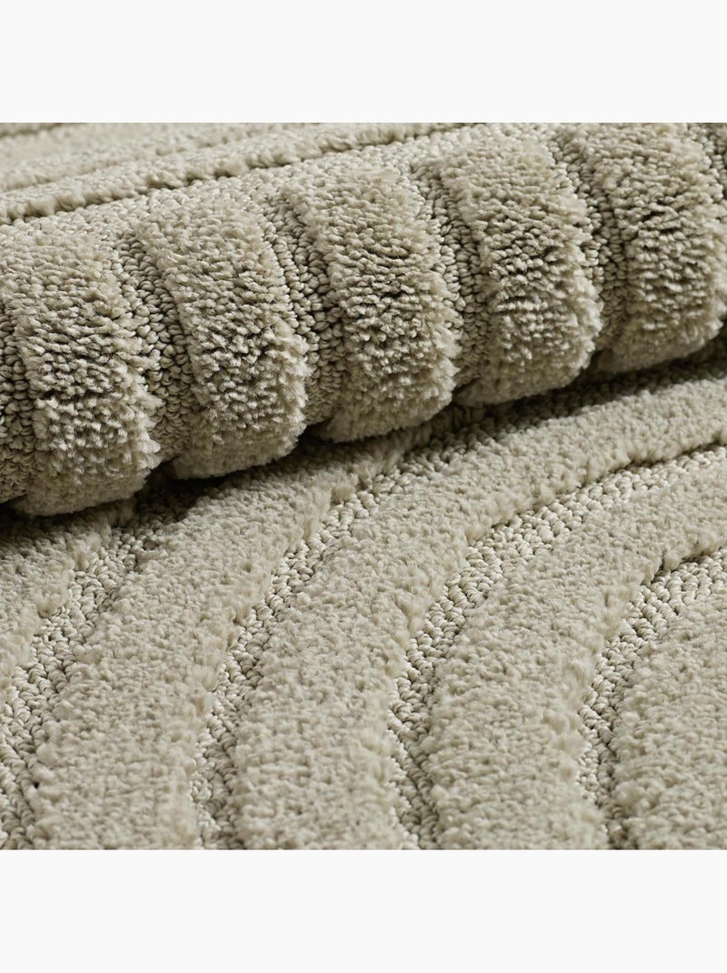 Tapis salon au motif géométrique en relief, forme ronde, noor Beige - Kiabi