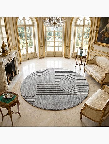 Tapis salon au motif géométrique en relief, moderne et élégant, noor