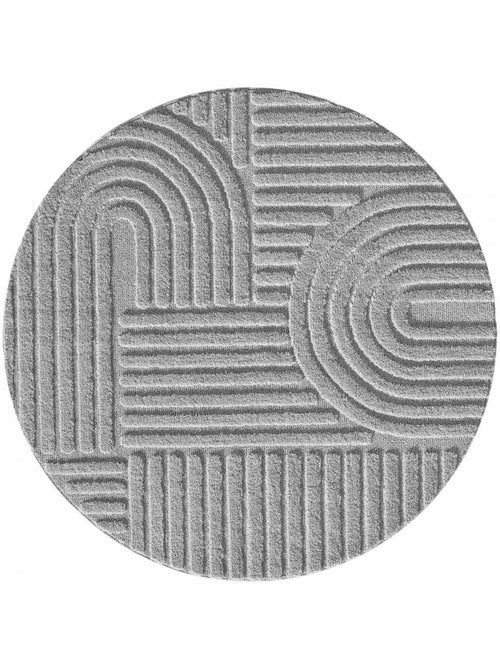 Tapis salon au motif géométrique en relief, forme ronde, noor - Kiabi