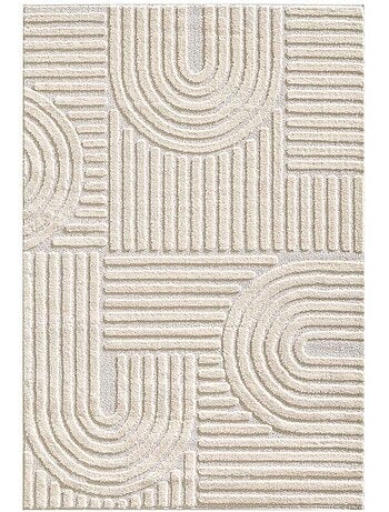 Tapis salon au motif géométrique en relief, moderne et élégant, noor