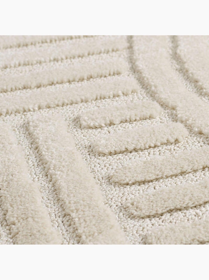 Tapis salon au motif géométrique en relief, moderne et élégant, noor Ecru - Kiabi