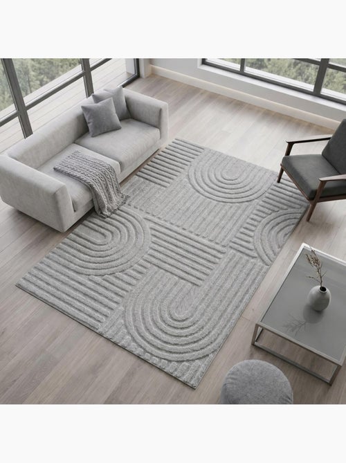 Tapis salon au motif géométrique en relief, moderne et élégant, noor - Kiabi Tapis salon au motif géométrique en relief, moderne et élégant, noor - Kiabi