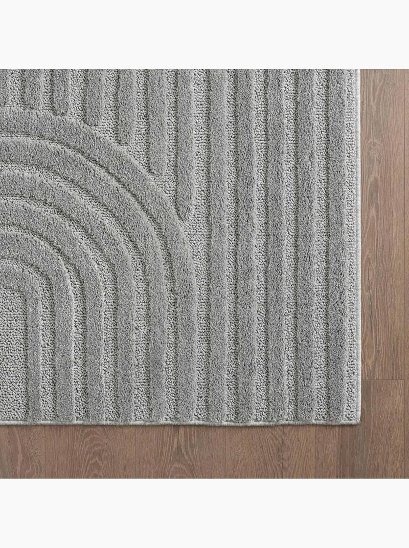 Tapis salon au motif géométrique en relief, moderne et élégant, noor Gris - Kiabi