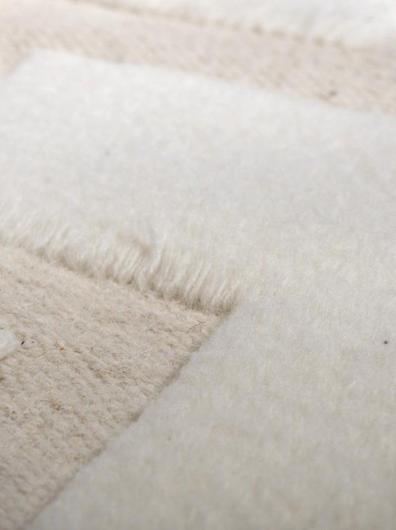 Tapis salon calista en laine fait main Ecru - Kiabi