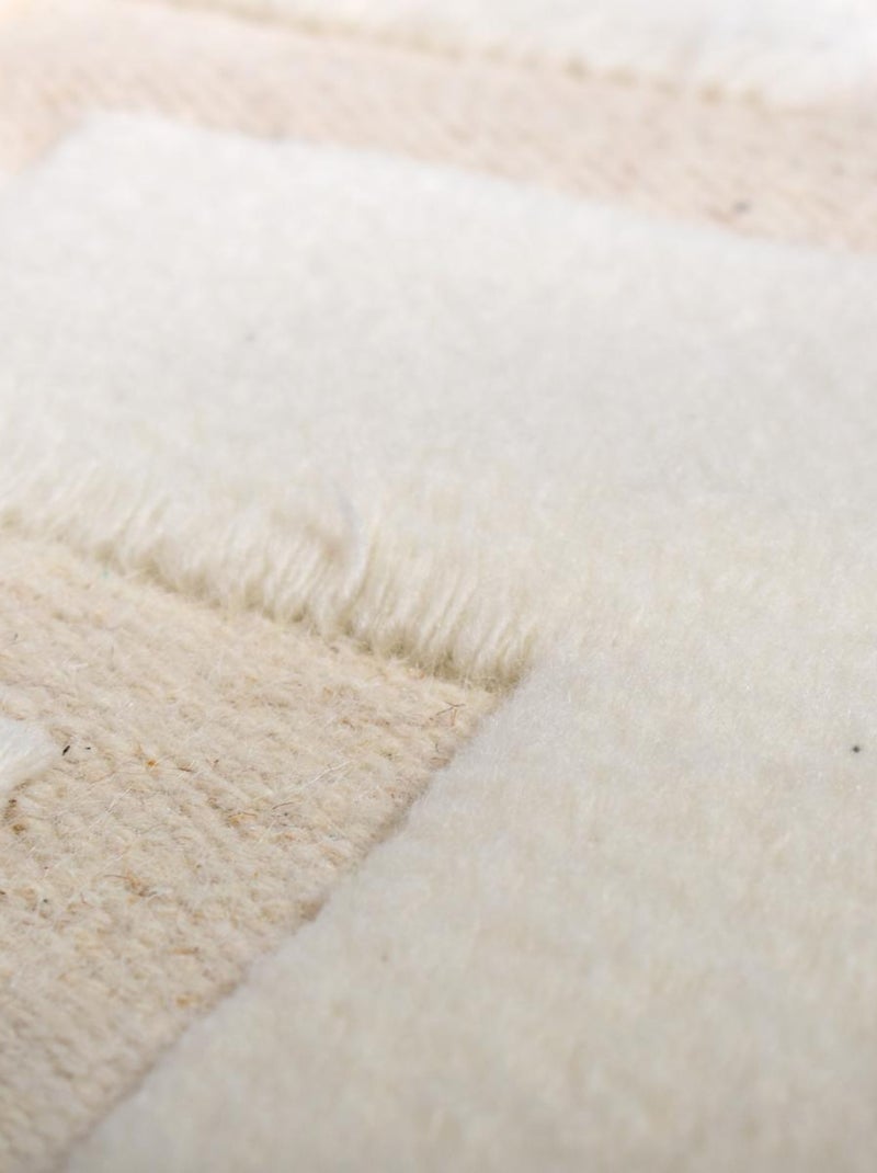 Tapis salon calista en laine fait main Ecru - Kiabi
