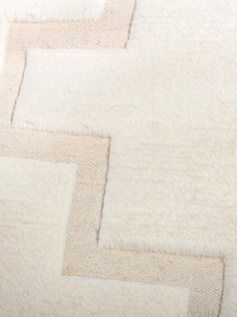 Tapis salon calista en laine fait main Ecru - Kiabi