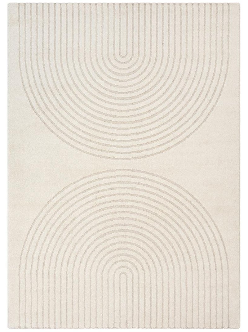 Tapis salon DEMILU Tapis doux en relief Ecru - Kiabi