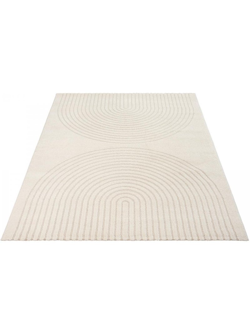 Tapis salon DEMILU Tapis doux en relief Ecru - Kiabi