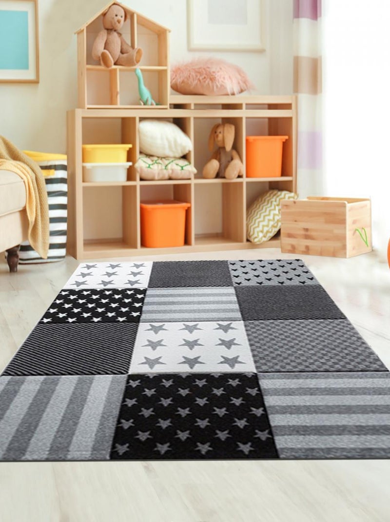 Tapis salon DIAMONDKIDS 777-995 en polypropylène doux et soyeux Gris - Kiabi